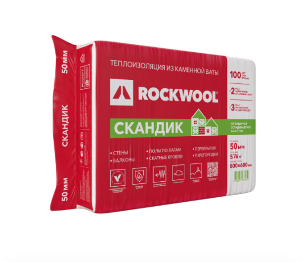 ROCKWOOL Лайт Баттс Скандик 800*600*50 мм